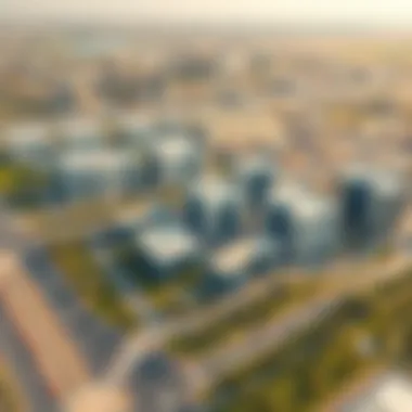 Aerial view of the Acico Business Park's strategic location in Dubai