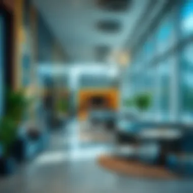 Interior amenities of the Acico Business Park, highlighting collaborative spaces