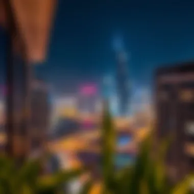 Dubai Skyline View from Balcony Scenic view of Dubai skyline from a hotel apartment balcony