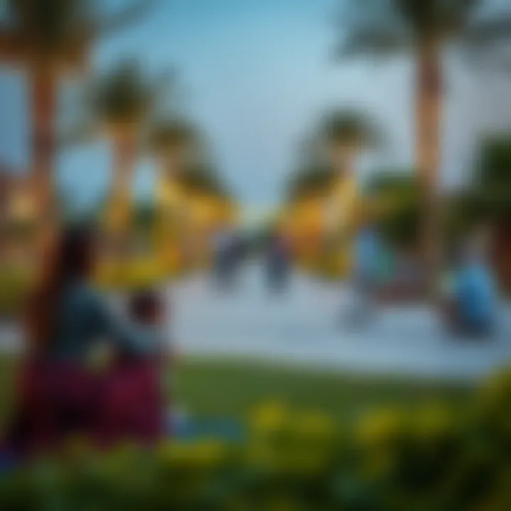 Community park in Al Awir with families enjoying leisure time