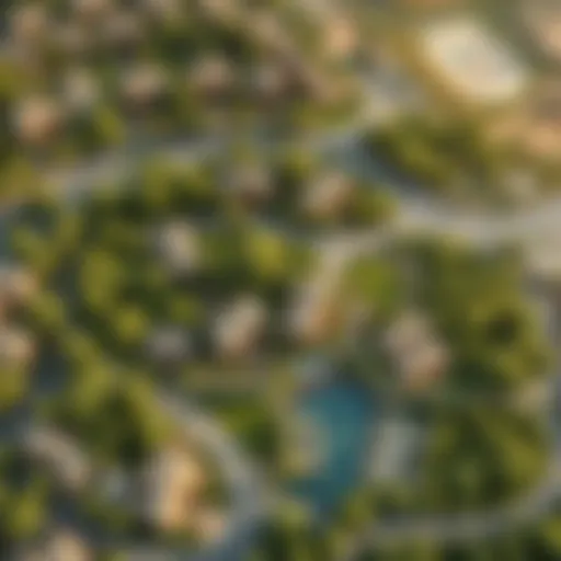 Aerial view of Al Barari Forest showcasing lush greenery and residential luxury
