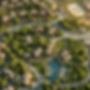 Aerial Perspective of Al Barari Forest Aerial view of Al Barari Forest showcasing lush greenery and residential luxury