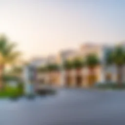 A scenic view of Aster Nahda in Sharjah showcasing modern architecture