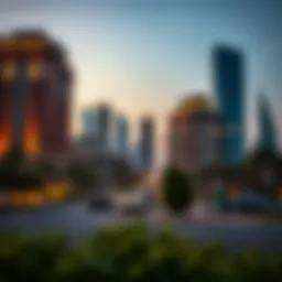 A stunning skyline view of Barak Avenue at dusk