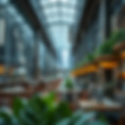 A panoramic view of Bay Square showcasing its vibrant dining scene
