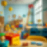 A colorful nursery classroom filled with educational toys