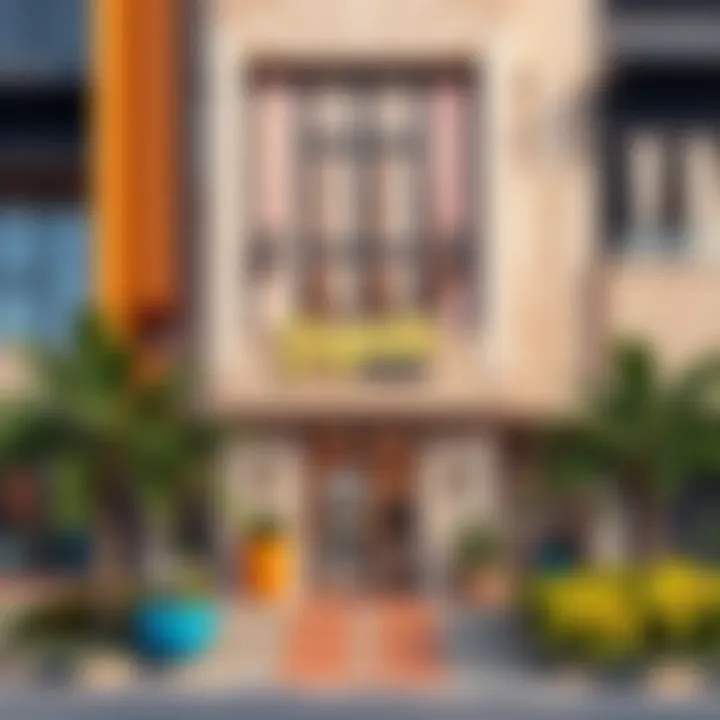 The vibrant exterior of Binghatti Office showcasing its unique style