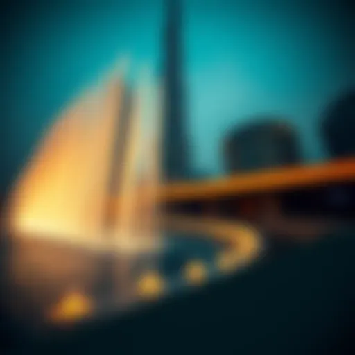 Spectacular water fountain display at the Burj Khalifa