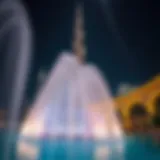 Stunning view of the Burj Khalifa water show at night