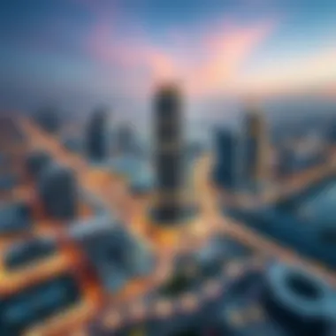 Connectivity and Landmarks in Business Bay Panoramic view of the Business Bay area highlighting connectivity and major landmarks