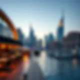 A stunning view of Business Bay's skyline featuring a variety of restaurants