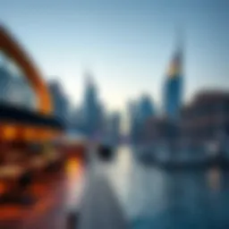 A stunning view of Business Bay's skyline featuring a variety of restaurants