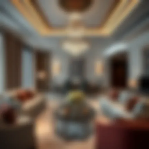 Luxury living room design in Cavalli Apartments