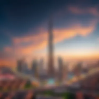 Aerial view of Dubai's central tower skyline
