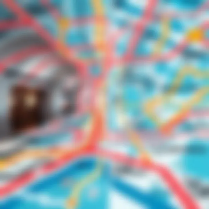 A detailed view of a metro map showcasing various lines and stations