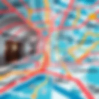 Intricate Metro Map Design A detailed view of a metro map showcasing various lines and stations