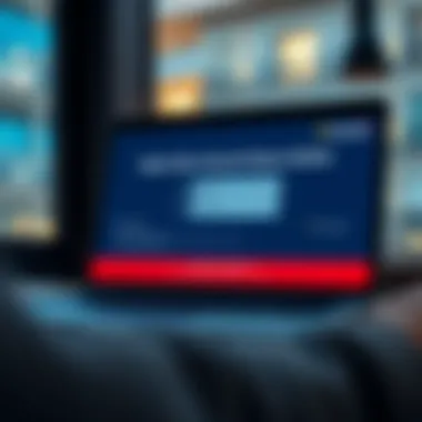 Laptop screen displaying work permit status check