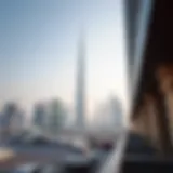 View of Dubai's skyline with an office building