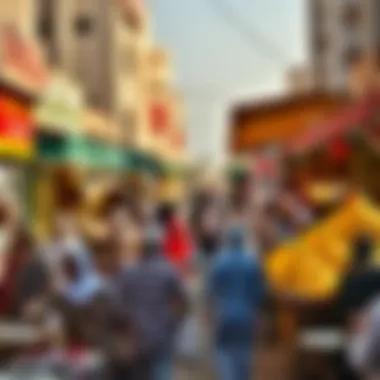 Cultural Diversity in Dubai A bustling market scene reflecting the cultural diversity in Dubai