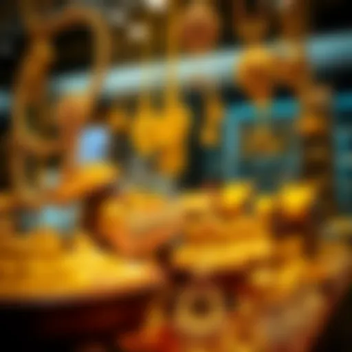 Stunning display of gold jewelry in a Dubai market