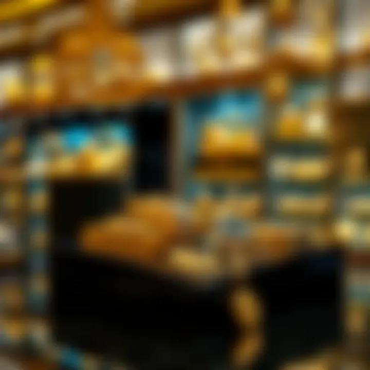 Luxurious gold items showcased in a high-end store