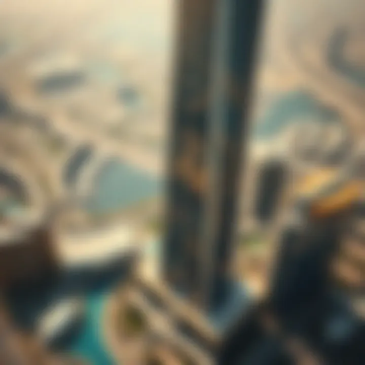 Aerial view highlighting the strategic location of Damac Tower in Dubai