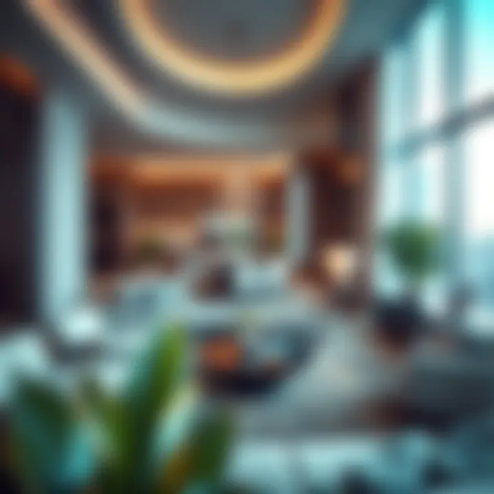 Interior design showcasing luxurious living spaces within Damac Tower