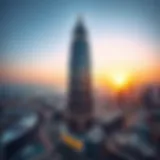 Stunning view of Damac Tower against the Dubai skyline at sunset