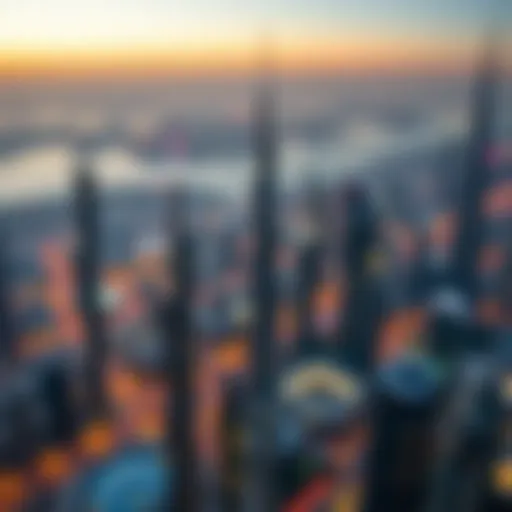 Spectacular aerial view of Dubai's skyline during Dinner in the Sky experience