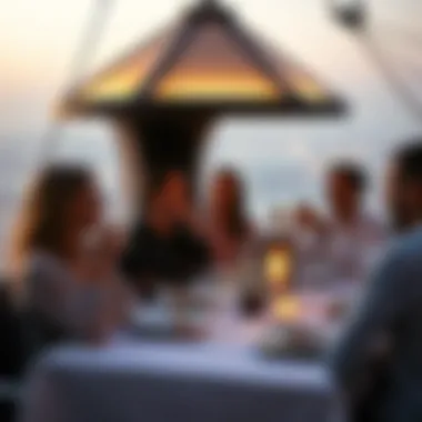 Guests Savoring a Meal in the Sky Guests enjoying a luxurious meal in the sky with breathtaking views