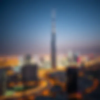 Panoramic View of Dubai Skyline with Creek Tower Panoramic skyline featuring Dubai Creek Tower