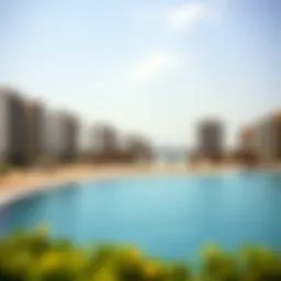 A panoramic view of Emaar Beach showcasing luxurious beachfront residences