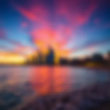 Beautiful sunset over Emaar Beach with vibrant colors reflecting on the water