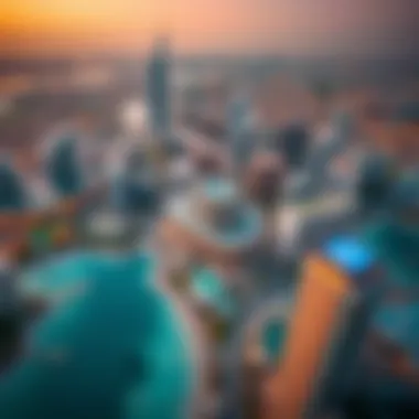 Aerial Perspective of Dubai Developments Aerial view of Dubai's real estate developments