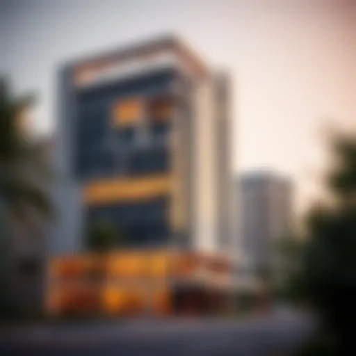 Architectural features of Al Ferdous Building showcasing modern design
