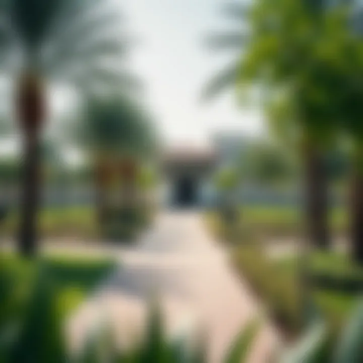 Community park in Al Raha Gardens with lush greenery