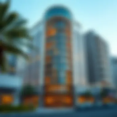 Exterior shot of Al Zarooni Building emphasizing its unique facade