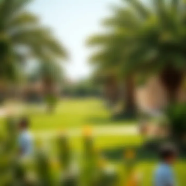Lush green parks and community spaces in Arabian Ranches