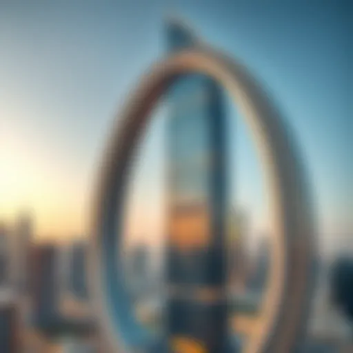Aerial view showcasing the stunning design of Dubai's Arch Tower against the skyline