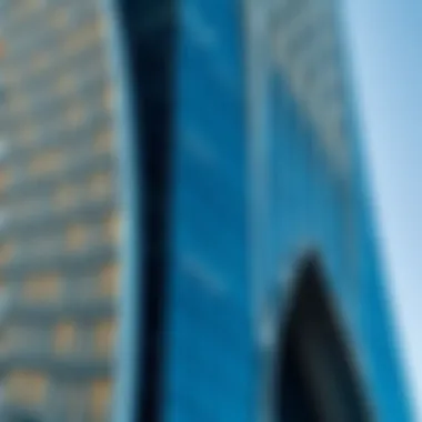 Close-up of the innovative facade of Arch Tower, highlighting modern architectural techniques