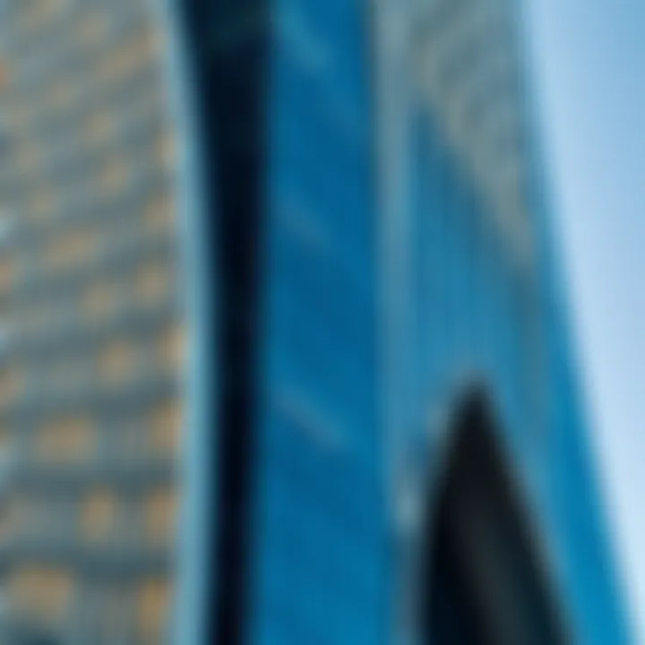 Close-up of the innovative facade of Arch Tower, highlighting modern architectural techniques