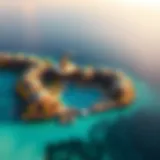 Aerial view of Bluewaters Island showcasing its unique architecture