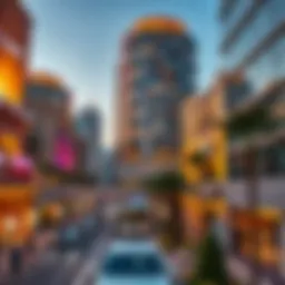 A stunning view of City Walk showcasing modern architectural beauty and vibrant urban life