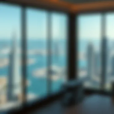 Scenic view of Dubai Marina from a coworking space