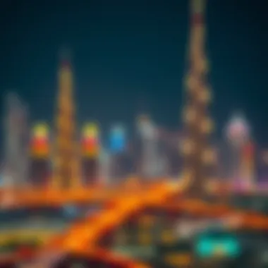 Festive City Skyline Breathtaking skyline of vibrant city adorned with festive lights