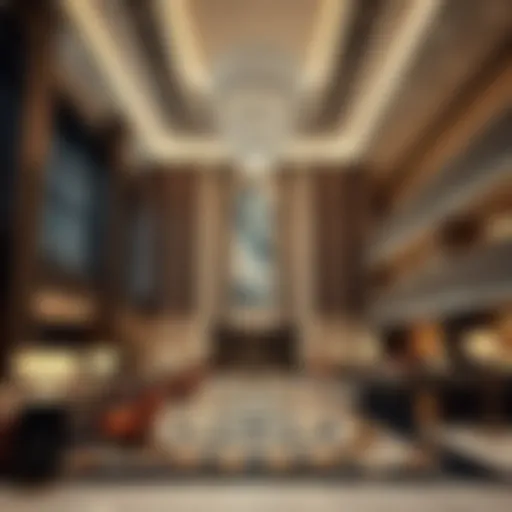 Luxurious hotel lobby showcasing modern design