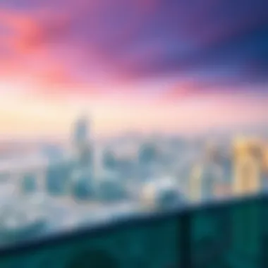 Panoramic view from the top of Escan Tower highlighting Dubai's skyline