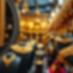 Intricate gold jewelry displayed in a traditional souk