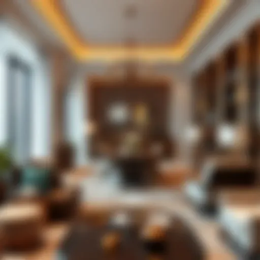 Opulent workspace showcasing elegant design and furnishings
