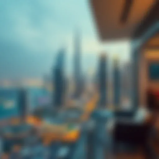 Stunning skyline view of Dubai from a luxury penthouse balcony